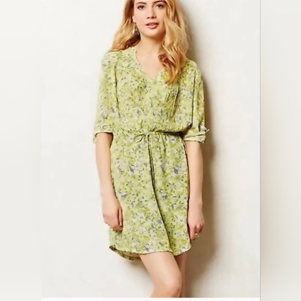 Maeve Light Green Floral Mini Dress